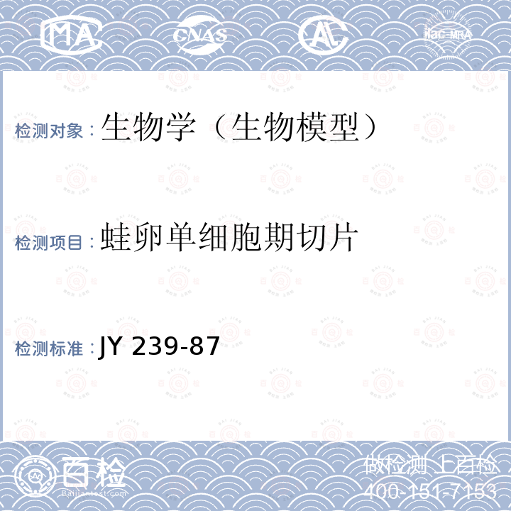 蛙卵单细胞期切片 JY 239-87  