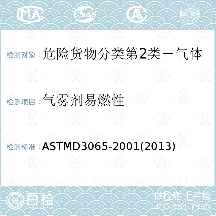 气雾剂易燃性 气雾剂易燃性 ASTMD3065-2001(2013)