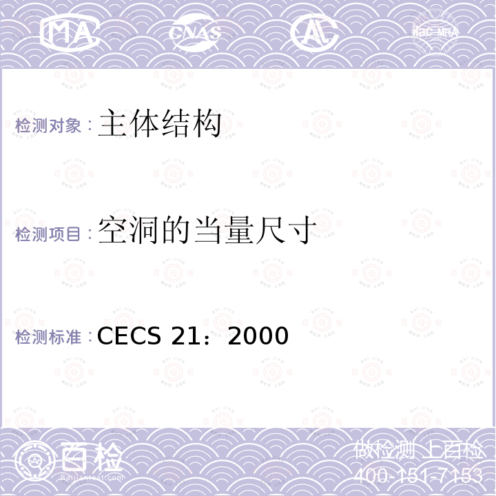 空洞的当量尺寸 CECS 21:2000  CECS 21：2000