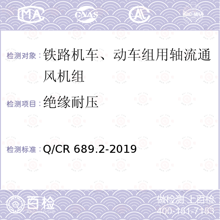 绝缘耐压 Q/CR 689.2-2019  