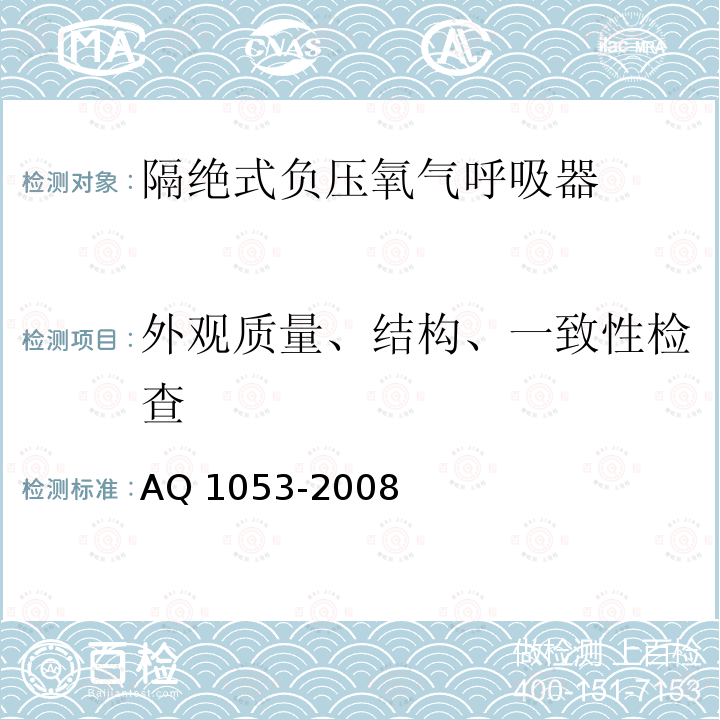 外观质量、结构、一致性检查 外观质量、结构、一致性检查 AQ 1053-2008