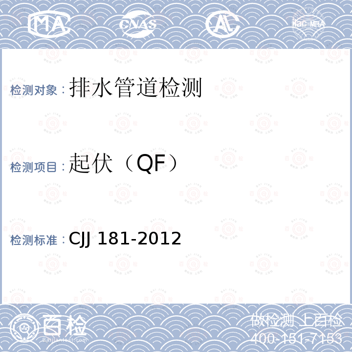 起伏（QF） CJJ 181-2012 城镇排水管道检测与评估技术规程(附条文说明)