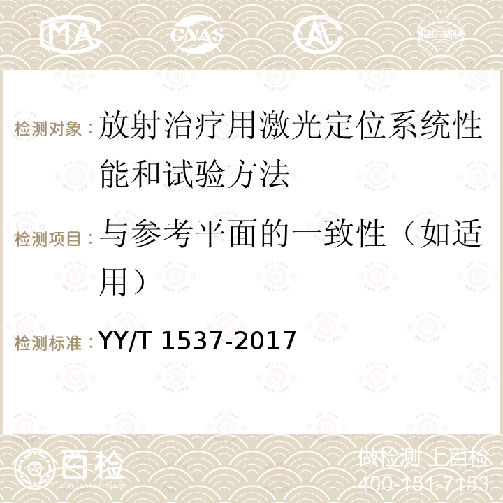 与参考平面的一致性（如适用） 与参考平面的一致性（如适用） YY/T 1537-2017