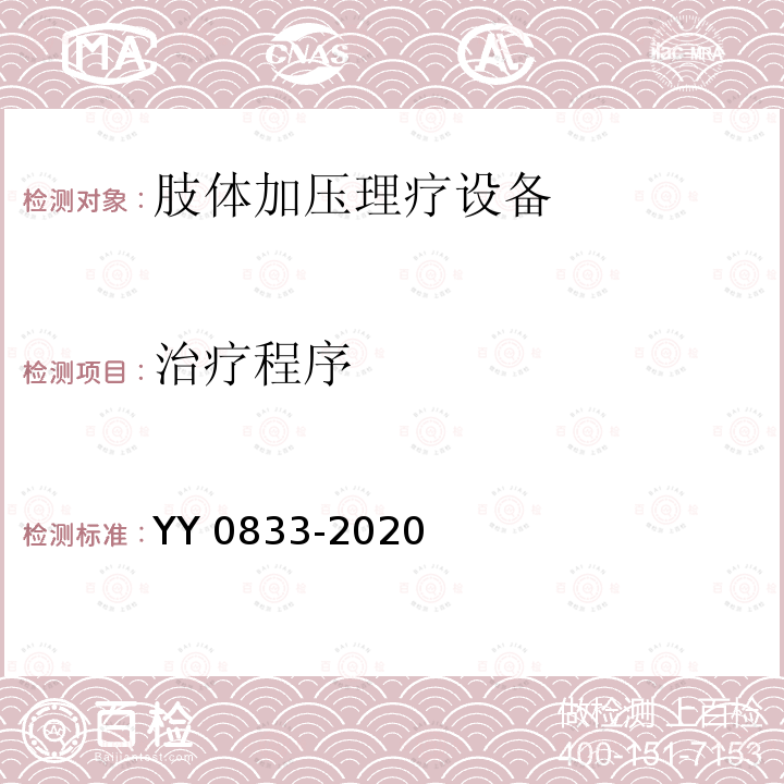 治疗程序 治疗程序 YY 0833-2020