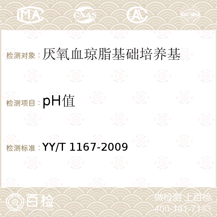 pH值 YY/T 1167-2009 厌氧血琼脂基础培养基