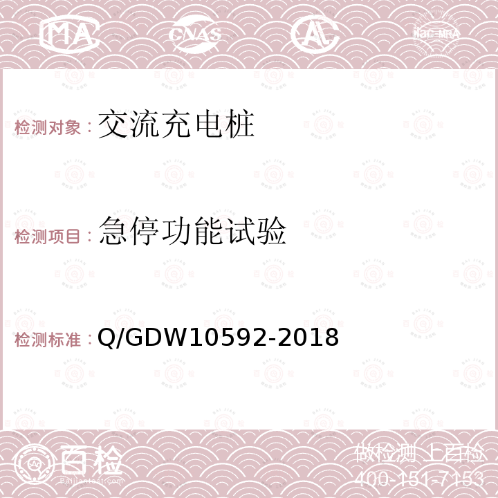 急停功能试验 急停功能试验 Q/GDW10592-2018