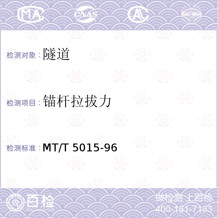 锚杆拉拔力 MT/T 5015-96  