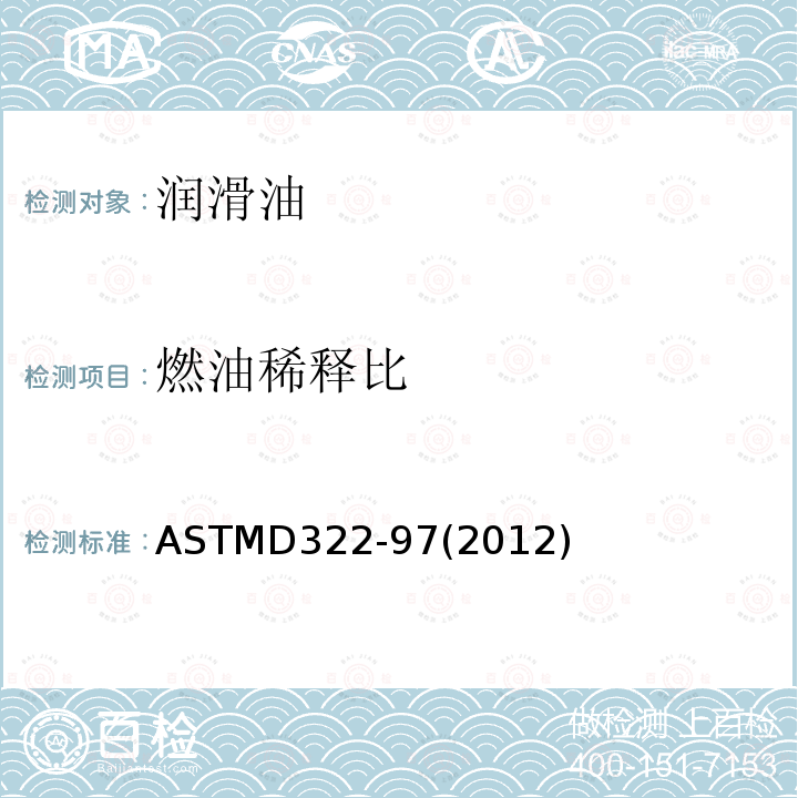 燃油稀释比 燃油稀释比 ASTMD322-97(2012)