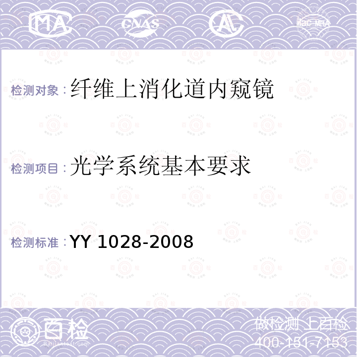 光学系统基本要求 光学系统基本要求 YY 1028-2008