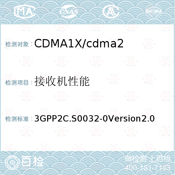 接收机性能 3GPP 2C.S 0032-0  3GPP2C.S0032-0Version2.0