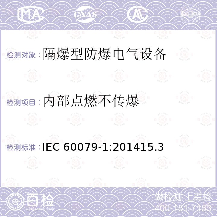 内部点燃不传爆 内部点燃不传爆 IEC 60079-1:201415.3