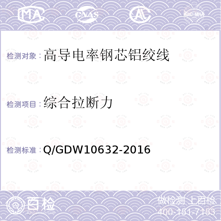 综合拉断力 综合拉断力 Q/GDW10632-2016