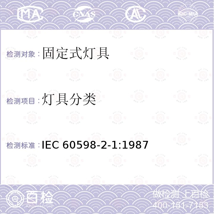 灯具分类 灯具分类 IEC 60598-2-1:1987