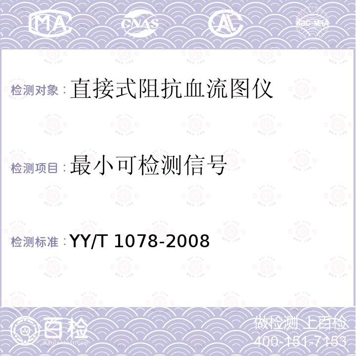 最小可检测信号 YY/T 1078-2008 直接式阻抗血流图仪