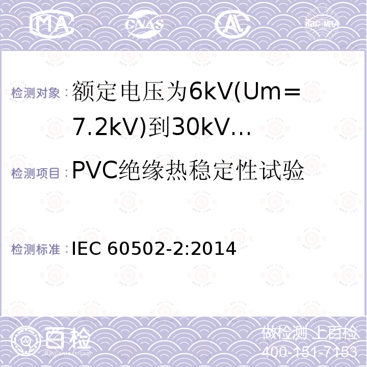 PVC绝缘热稳定性试验 PVC绝缘热稳定性试验 IEC 60502-2:2014