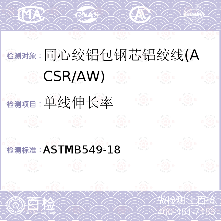 单线伸长率 单线伸长率 ASTMB549-18