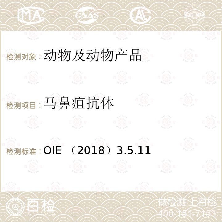 马鼻疽抗体 OIE （2018）3.5.11  