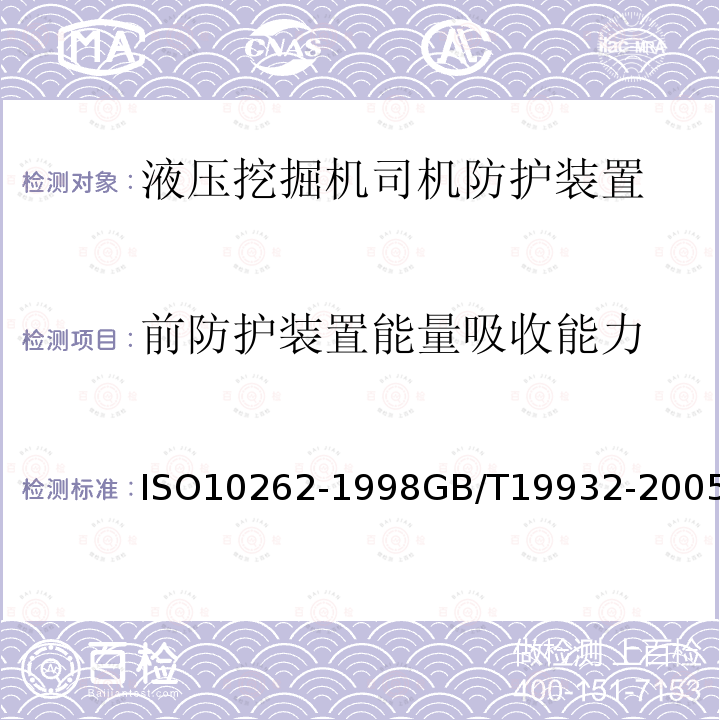 前防护装置能量吸收能力 前防护装置能量吸收能力 ISO10262-1998GB/T19932-2005