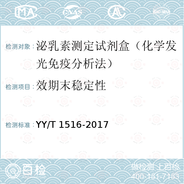 效期末稳定性 效期末稳定性 YY/T 1516-2017