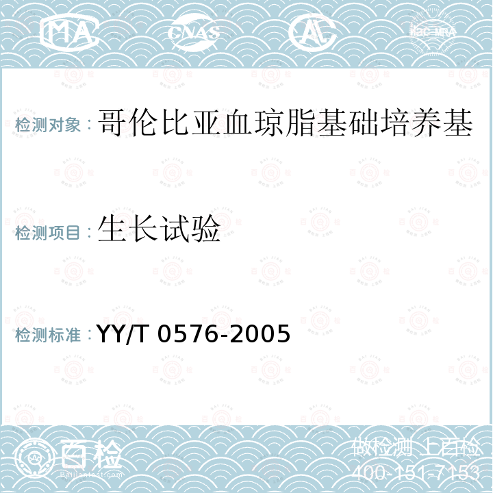 生长试验 生长试验 YY/T 0576-2005