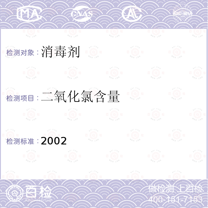 二氧化氯含量 二氧化氯含量 2002