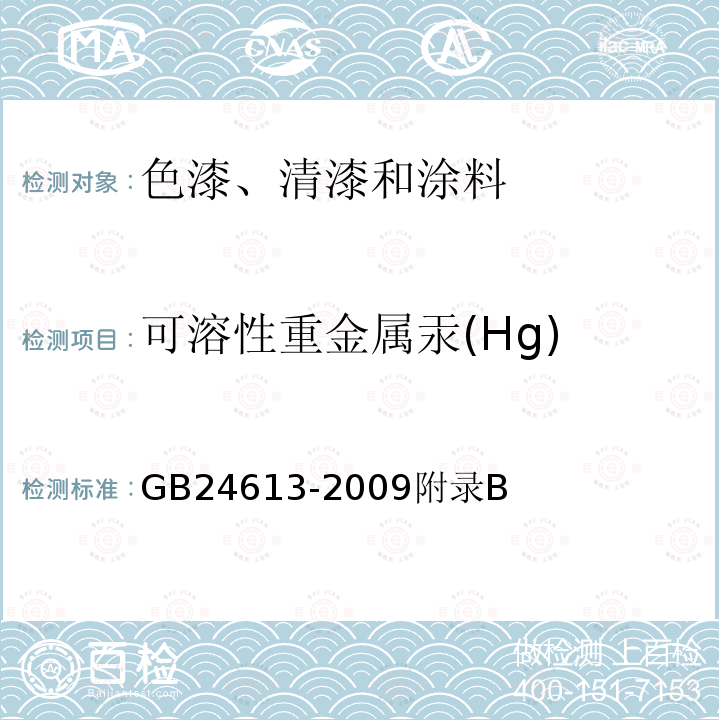 可溶性重金属汞(Hg) HG GB24613-2009 可溶性重金属汞(Hg) GB24613-2009附录B