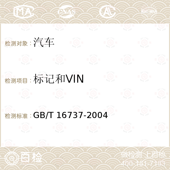 标记和VIN 标记和VIN GB/T 16737-2004