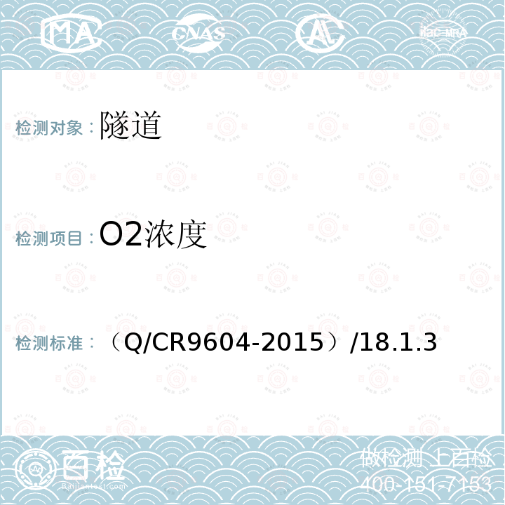 O2浓度 O2浓度 （Q/CR9604-2015）/18.1.3