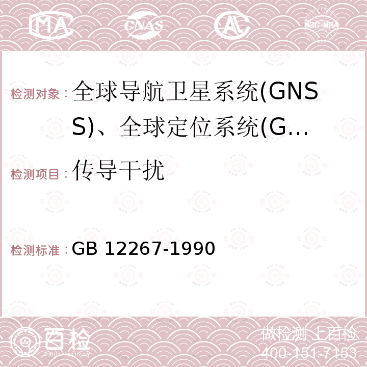 传导干扰 传导干扰 GB 12267-1990