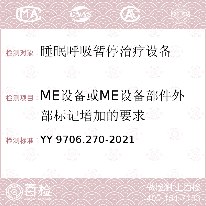 ME设备或ME设备部件外部标记增加的要求 ME设备或ME设备部件外部标记增加的要求 YY 9706.270-2021