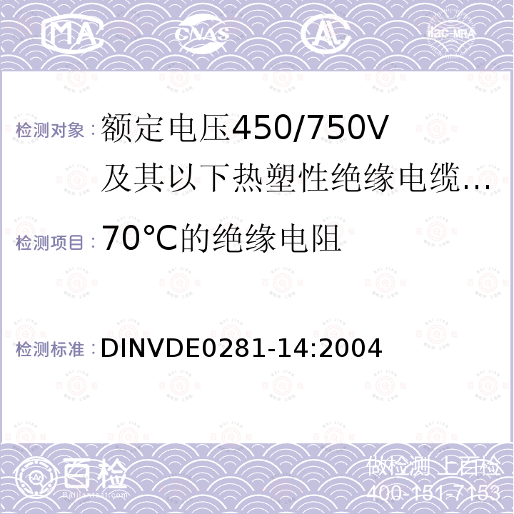 70℃的绝缘电阻 70℃的绝缘电阻 DINVDE0281-14:2004