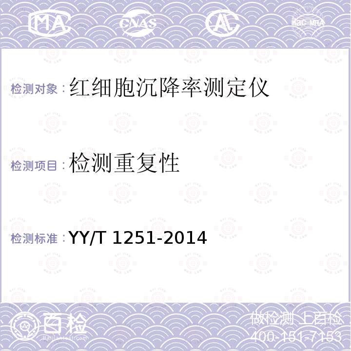 检测重复性 检测重复性 YY/T 1251-2014