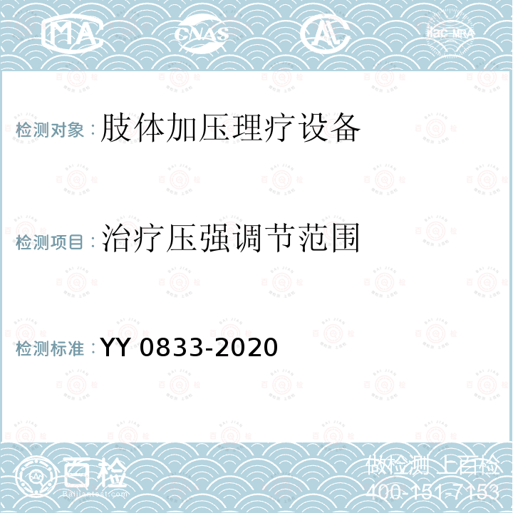 治疗压强调节范围 治疗压强调节范围 YY 0833-2020