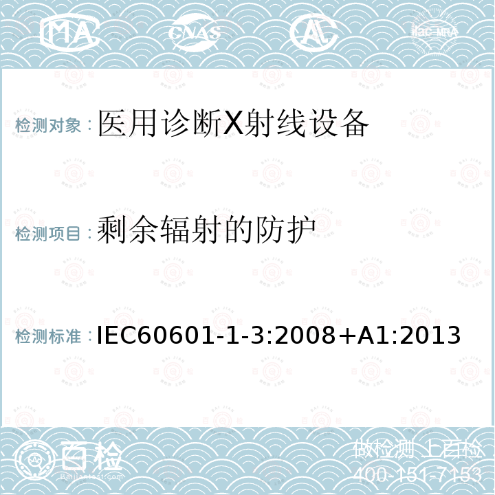 剩余辐射的防护 剩余辐射的防护 IEC60601-1-3:2008+A1:2013