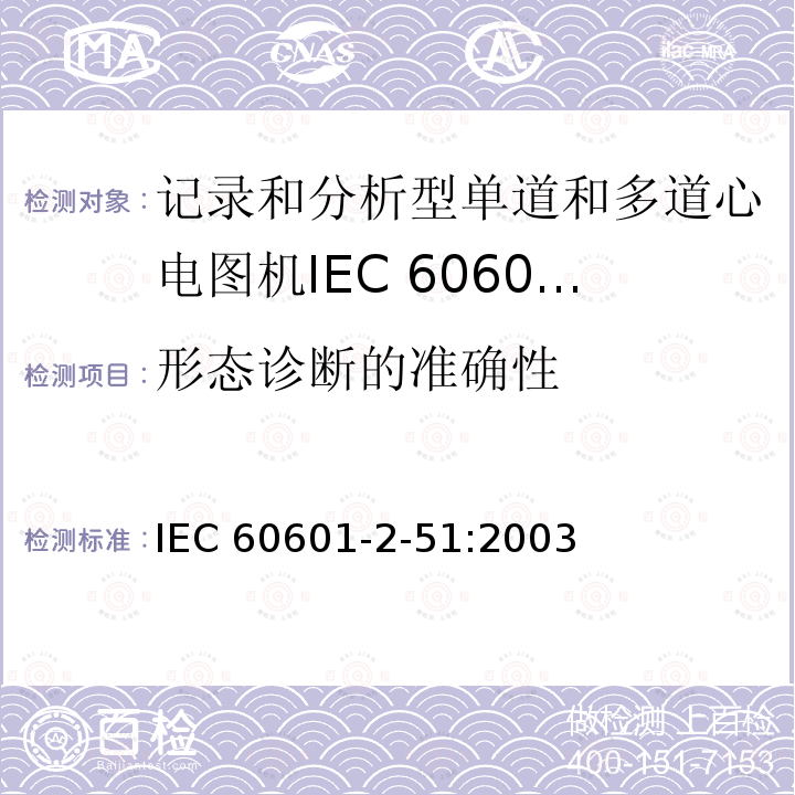 形态诊断的准确性 IEC 60601-2-51  :2003