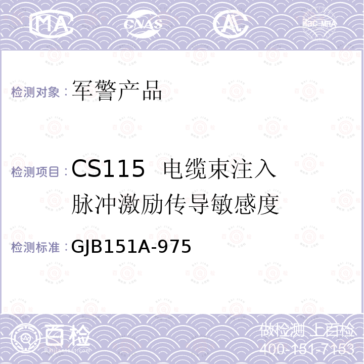 CS115  电缆束注入脉冲激励传导敏感度 GJB 151A-975  GJB151A-975