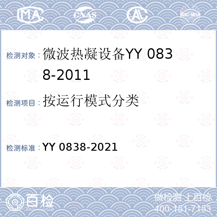 按运行模式分类 YY 0838-2021 微波热凝设备