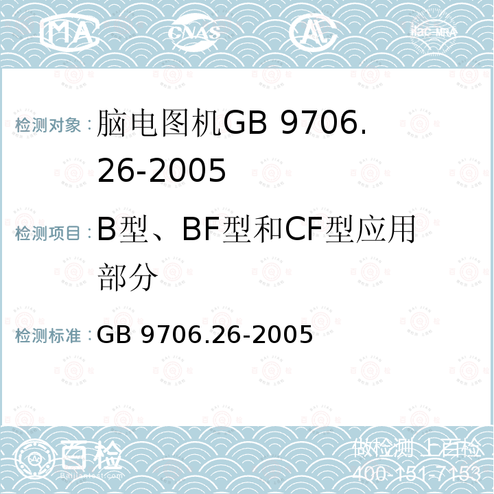 B型、BF型和CF型应用部分 B型、BF型和CF型应用部分 GB 9706.26-2005