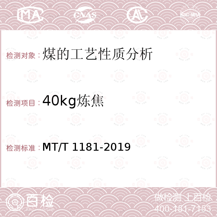 40kg炼焦 40kg炼焦 MT/T 1181-2019