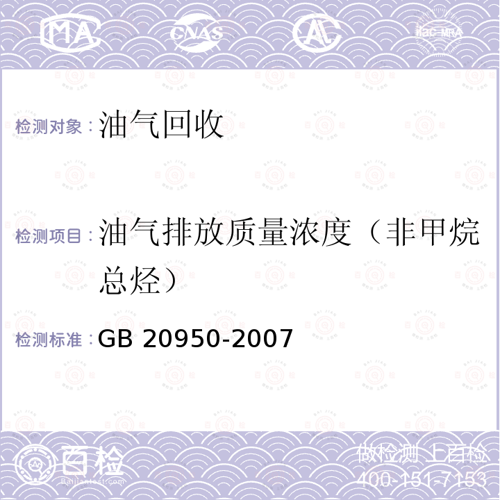 油气排放质量浓度（非甲烷总烃） GB 20950-2007 储油库大气污染物排放标准