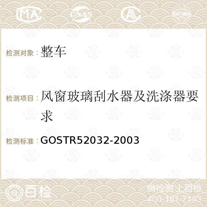 风窗玻璃刮水器及洗涤器要求 52032-2003  GOSTR