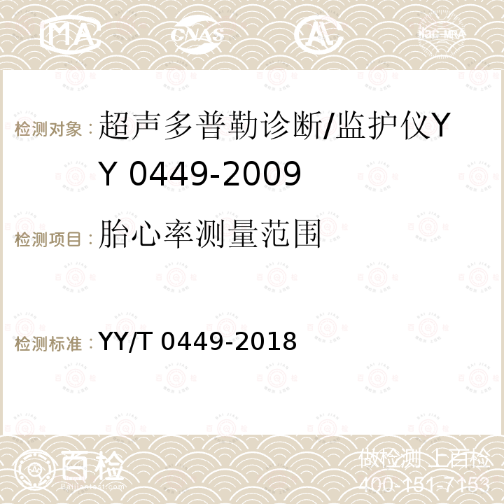 胎心率测量范围 YY/T 0449-2018 超声多普勒胎儿监护仪