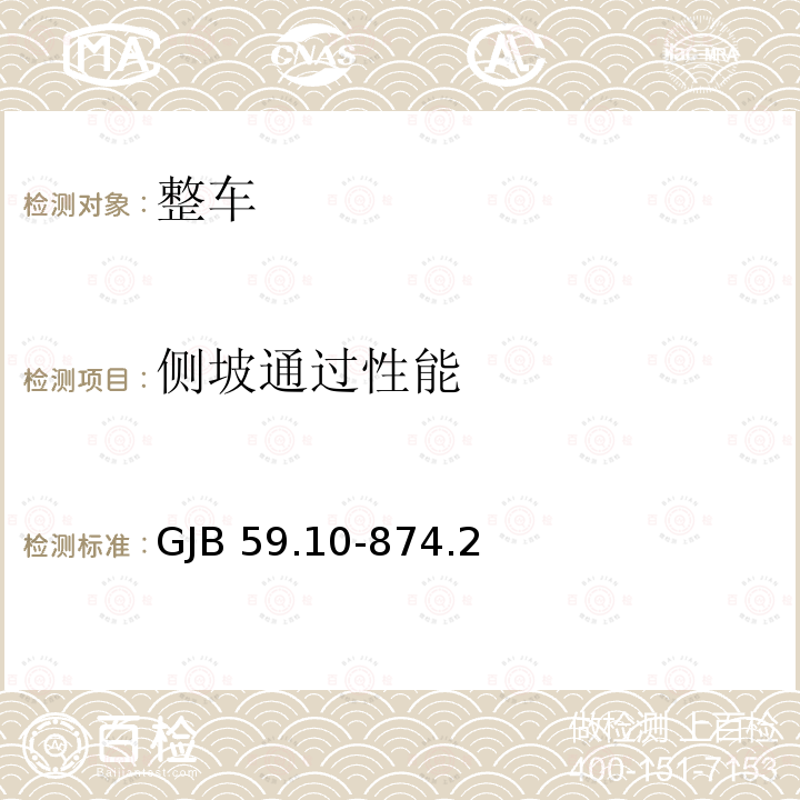 侧坡通过性能 GJB 59.10-874  .2