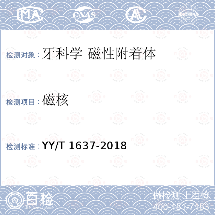 磁核 YY/T 1637-2018 牙科学 磁性附着体