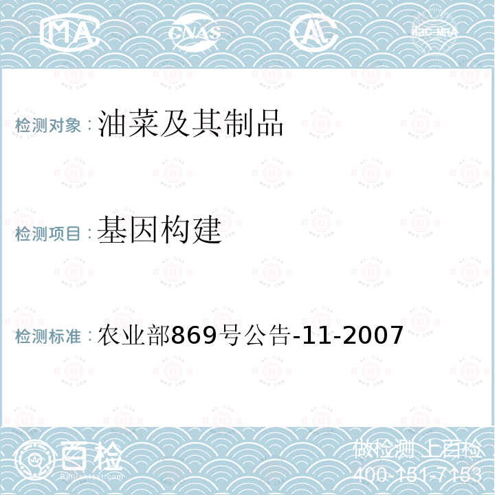 基因构建 基因构建 农业部869号公告-11-2007