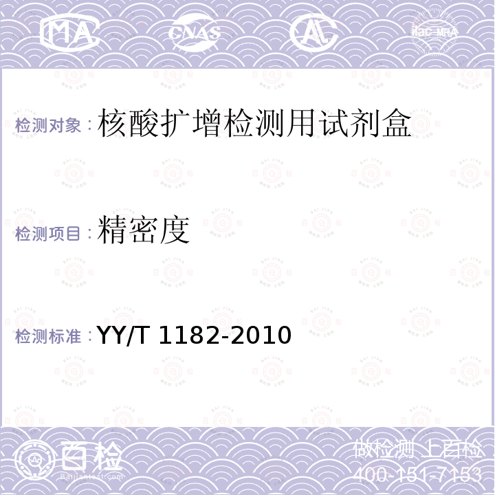 精密度 YY/T 1182-2010 核酸扩增检测用试剂(盒)