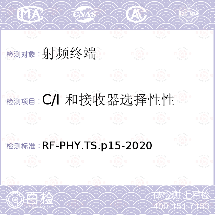 C/I 和接收器选择性性能，LE编码 (S=2) C/I 和接收器选择性性能，LE编码 (S=2) RF-PHY.TS.p15-2020