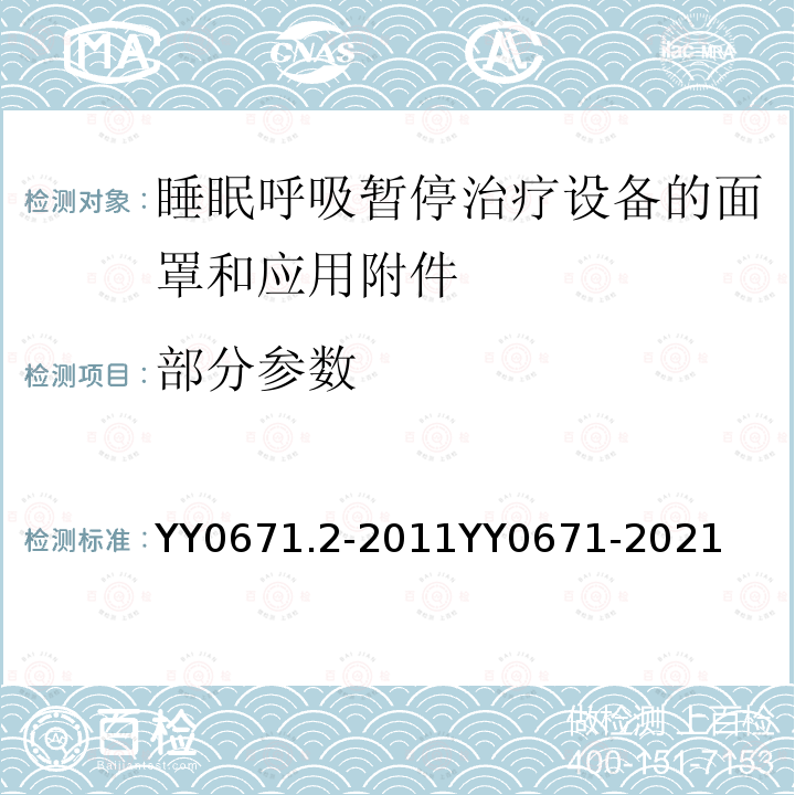 部分参数 YY/T 0671-2021 【强改推】医疗器械 睡眠呼吸暂停治疗 面罩和应用附件