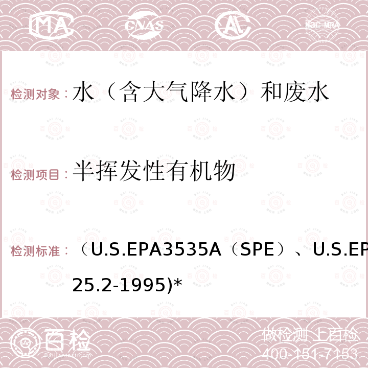 半挥发性有机物 EPA 3535A  （U.S.EPA3535A（SPE）、U.S.EPA525.2-1995)*
