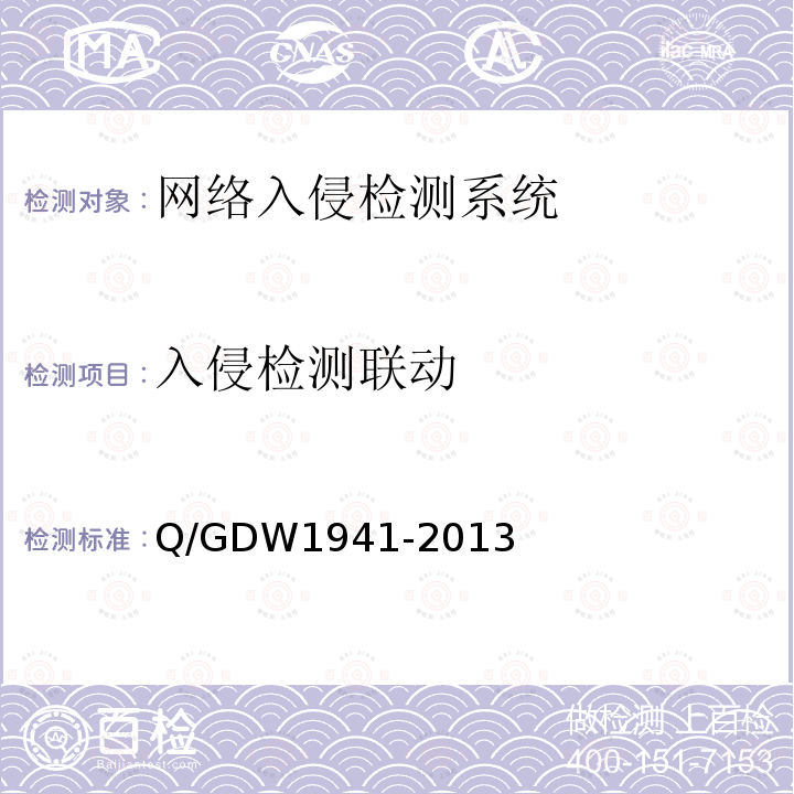 入侵检测联动 Q/GDW 1941-2013  Q/GDW1941-2013